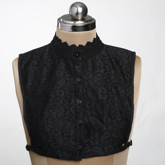 Floral Lace Detachable Collar - Black