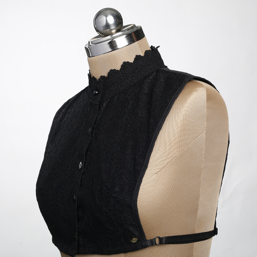 Floral Lace Detachable Collar - Black