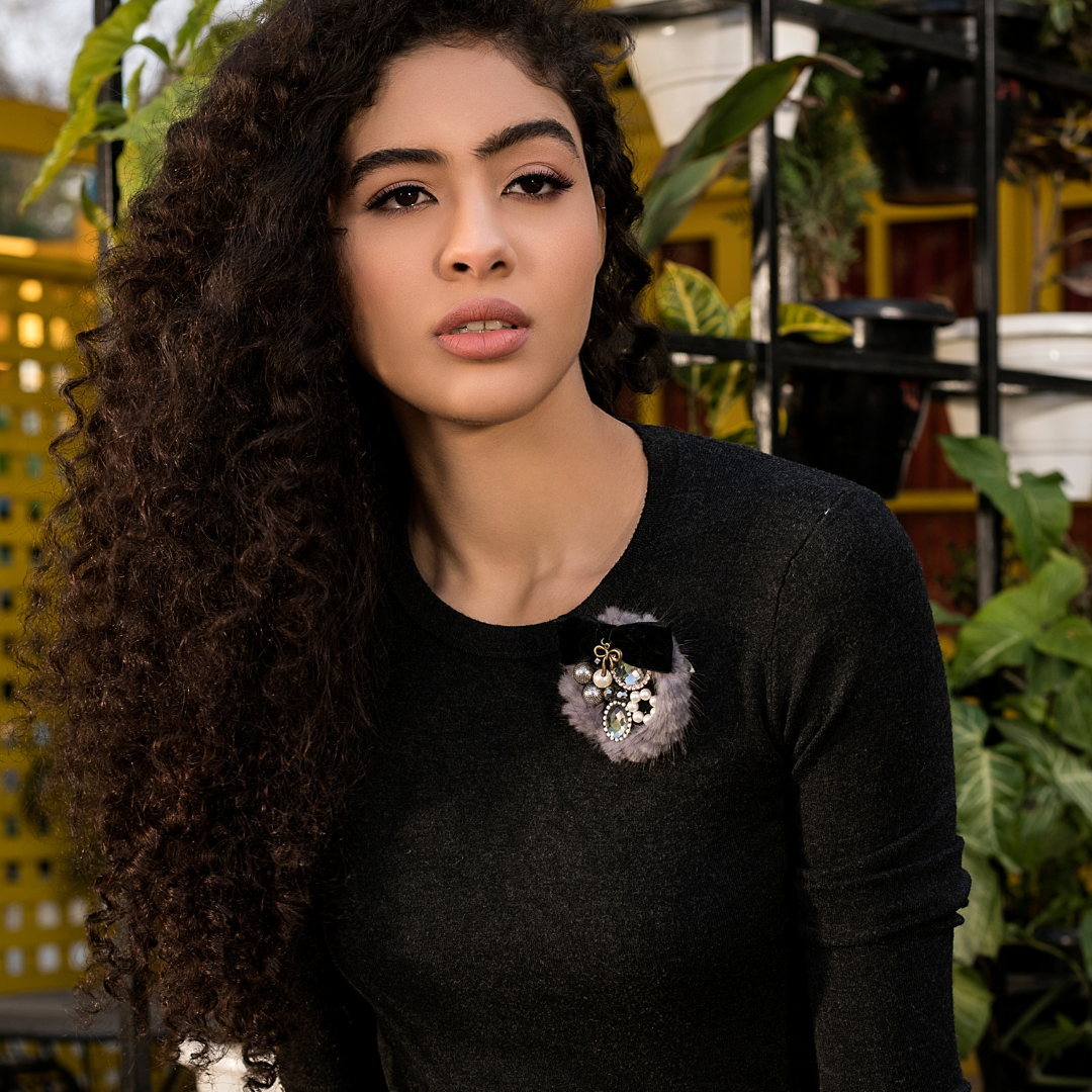 Grey Fur Bejewelled Brooch