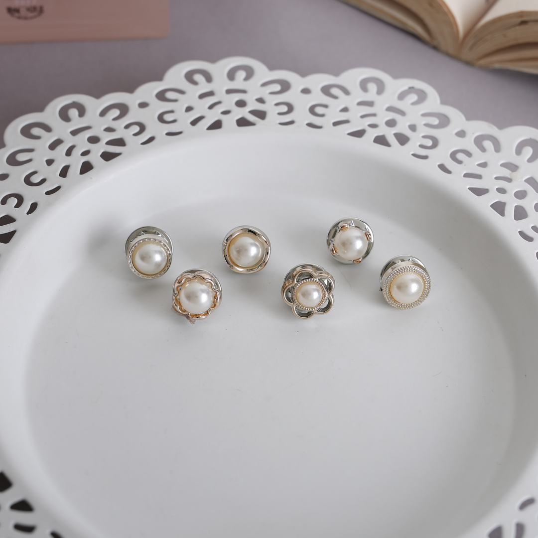 Pearl Dot Studs - Set of 6