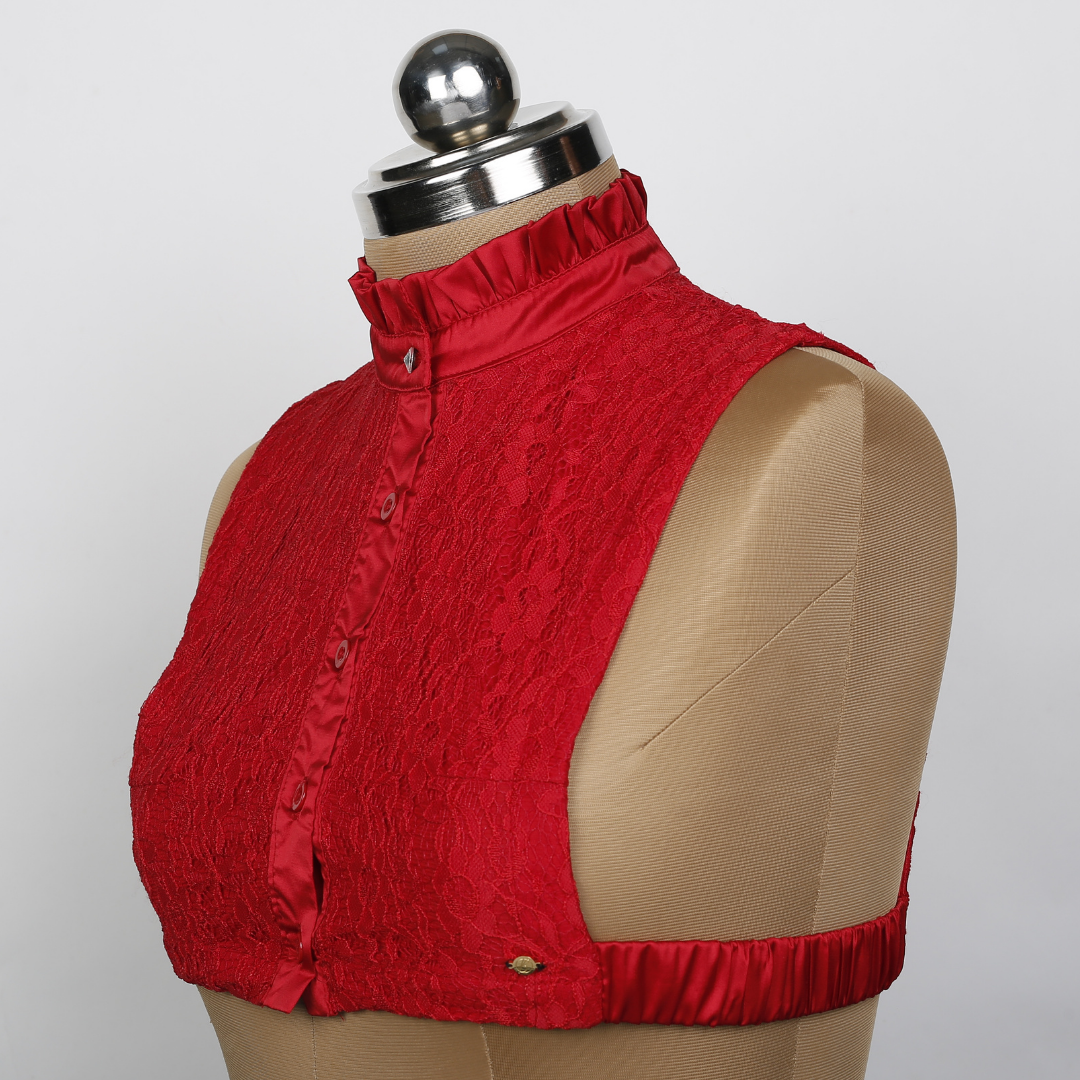 Chantilly Lace Detachable Collar - Red