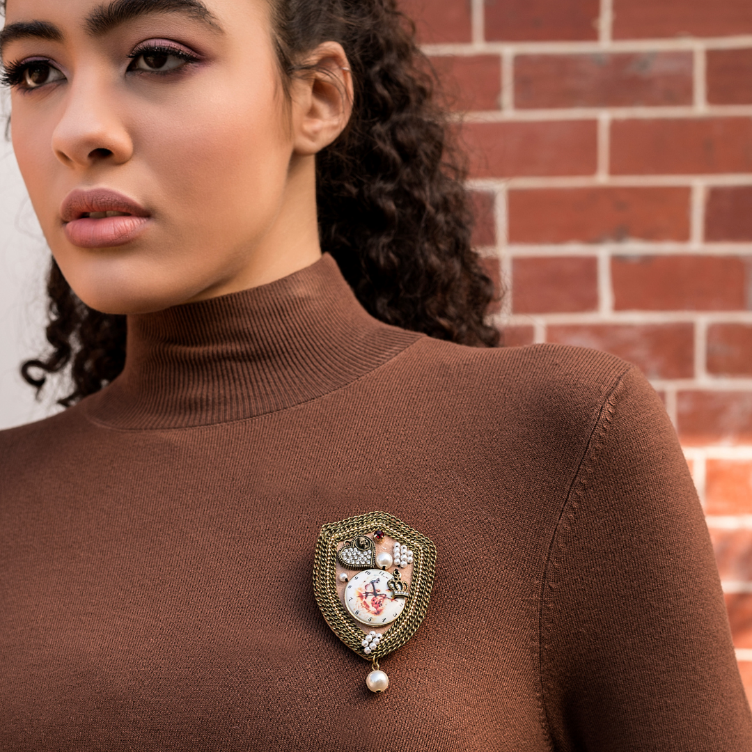 Pearl Crest Brooch