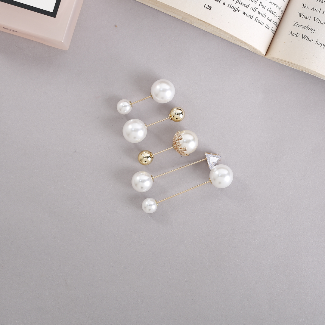 Pearl & Chrome Pins - Set of 5