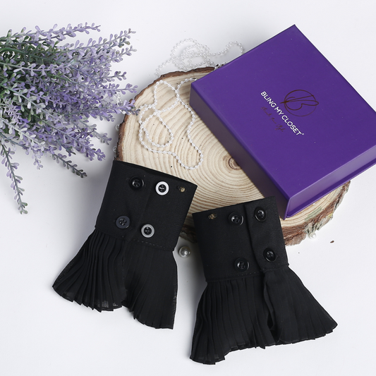Crinkled Frills Detachable Cuffs - Black