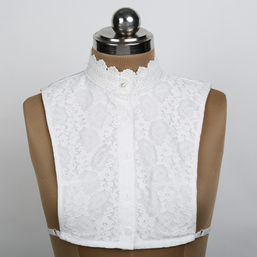 Floral Lace Detachable Collar - White