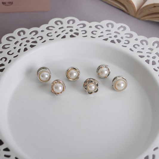 Pearl Dot Studs - Set of 6