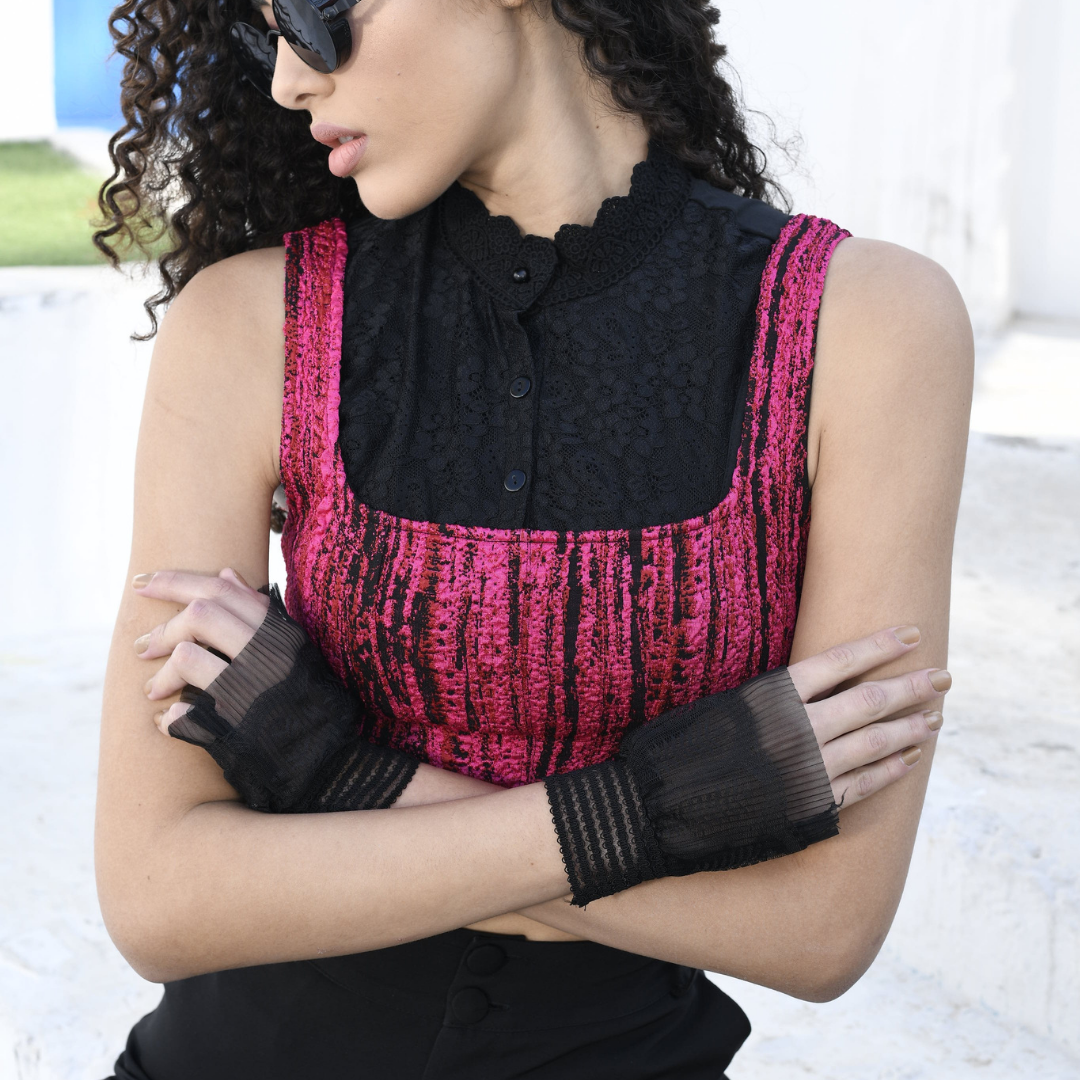 Crimped Frills Detachable Cuffs - Black