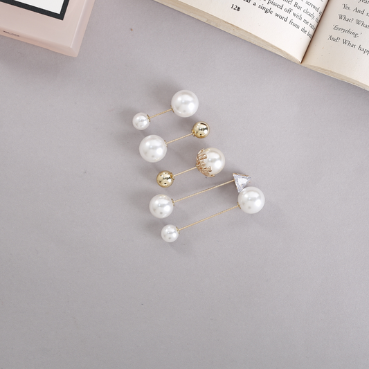 Pearl & Chrome Pins - Set of 5